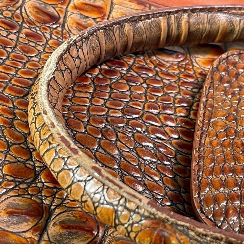 Vintage Brahmin Tuscan Brown Orange Croc Embossed Leather Satchel Crossbody Bag - Picture 15 of 15